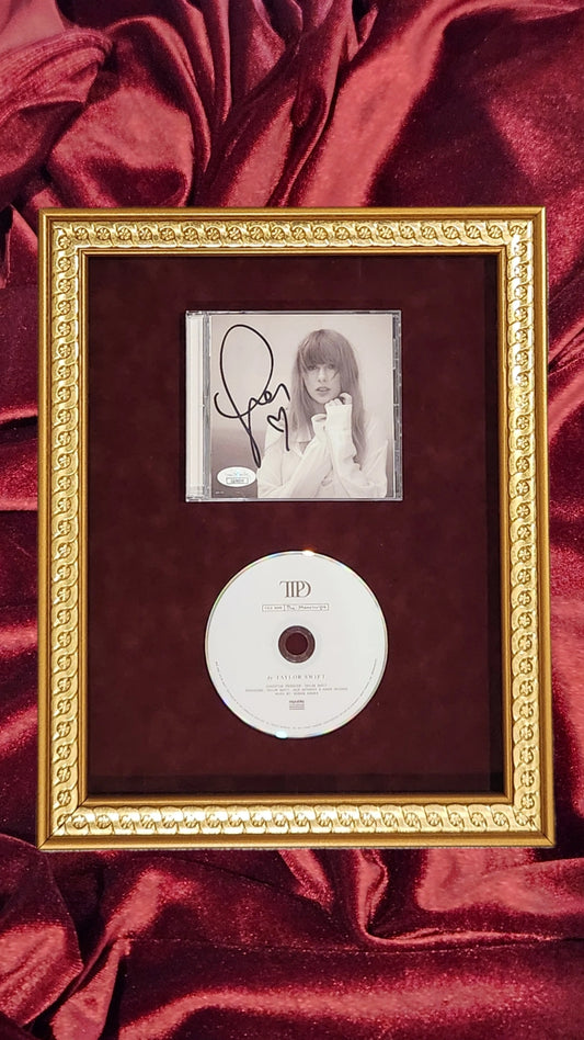 Talyor Swift -  The Tortured Poets Department (Signed CD Cover)- Heart Vertical Flower
